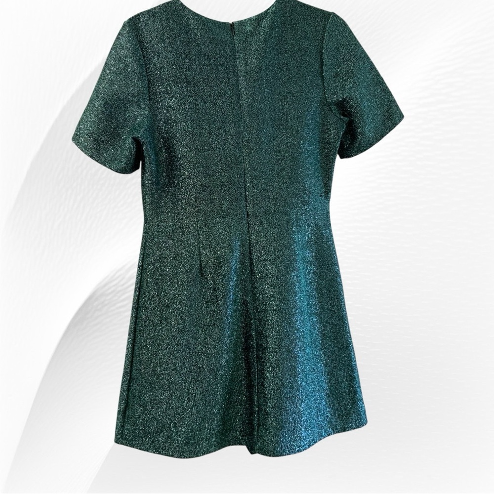 Topshop NWOT Teal Metallic Mini Dress Size 8 - Picture 3 of 5